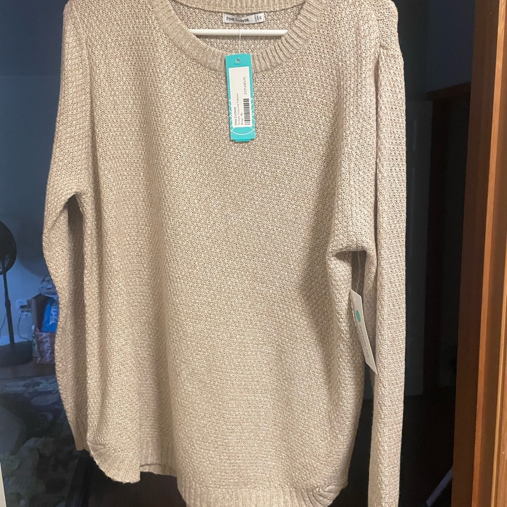 🌸 Pink clover - cream knit sweater -XL